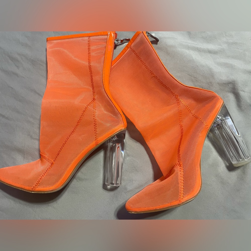 Orange mesh booties